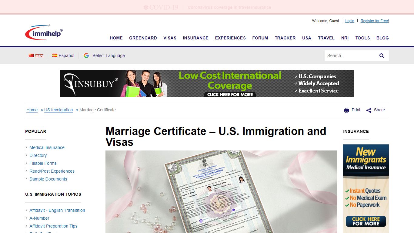 Marriage Certificate - U.S. Immigration and Visas - Immihelp